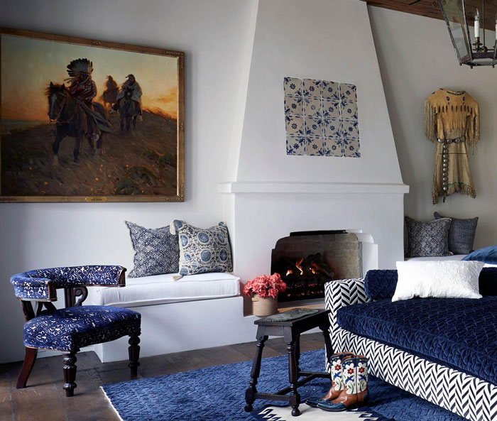 Bedroom with blue rug blue chair and with blue bed Bedroom with blue rug blue chair and with blue bed