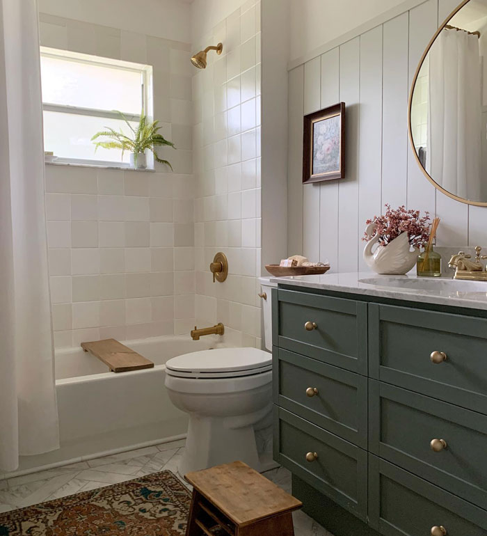 white style Bathroom with cupboard mirror and decorations white style Bathroom with cupboard mirror and decorations