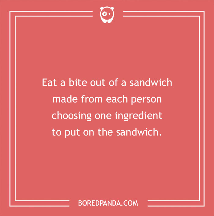 Funny dare to eat a custom sandwich made with ingredients chosen by friends, on a Bored Panda graphic.