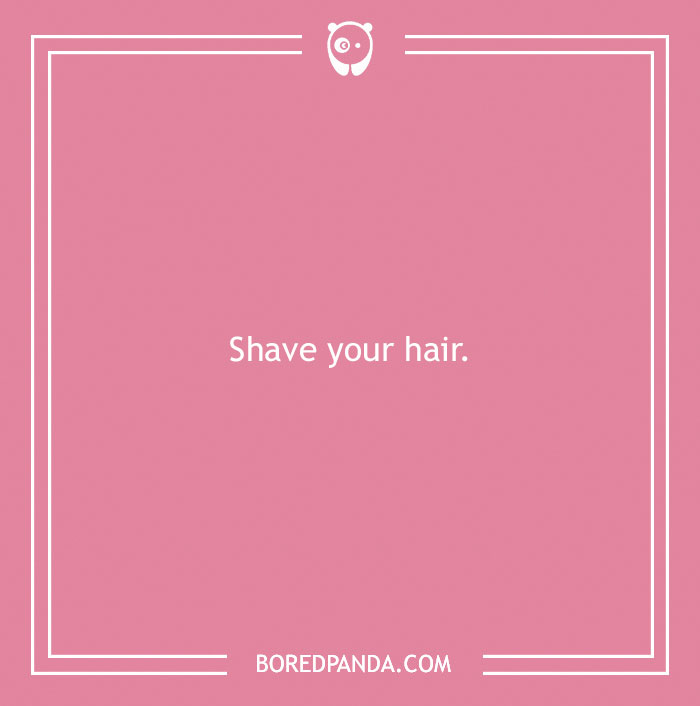 Pink background with text "Shave your hair," showcasing a funny dare idea.