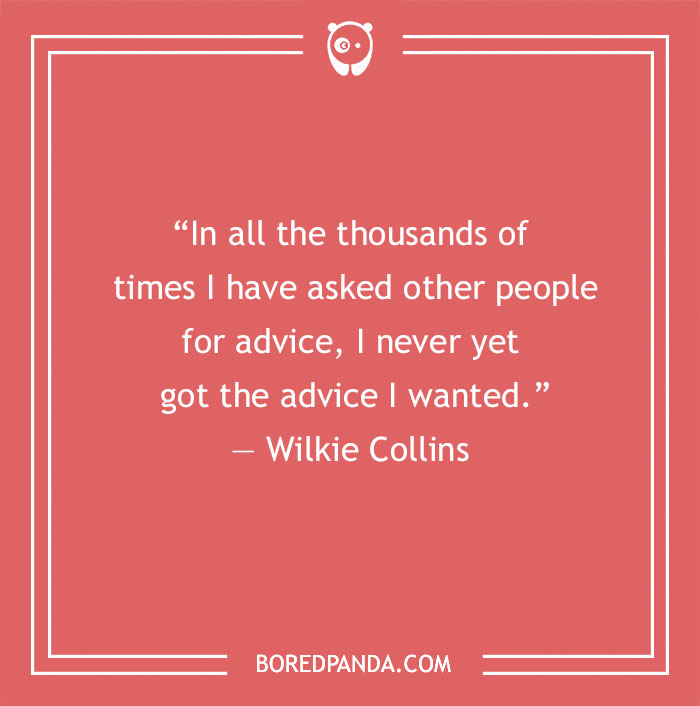 Quote by Wilkie Collins on a red background, showcasing writers' wit.