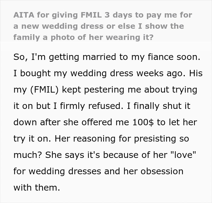 Woman's Fianc&eacute; Lets His Mom Try On Her Wedding Dress, Knowing She Would Be Livid, Drama Ensues