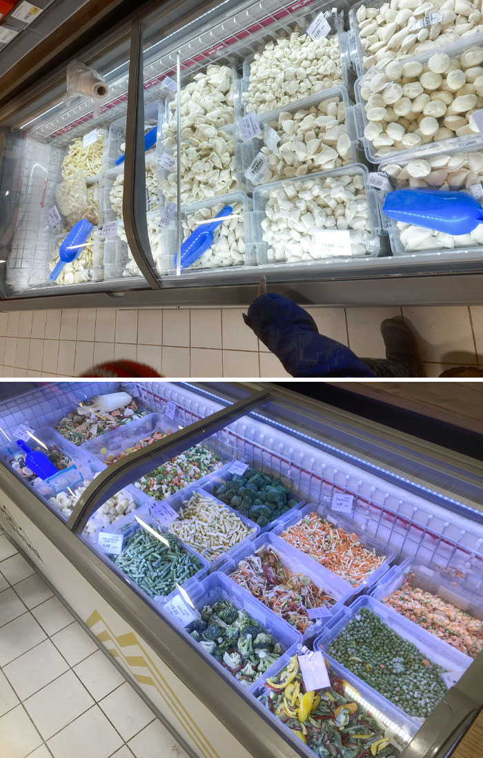 This Store In Poland Allows You To Buy Frozen Dumplings And Veggies In Bulk And Weight Them Instead Of Prepackaged Boxes
