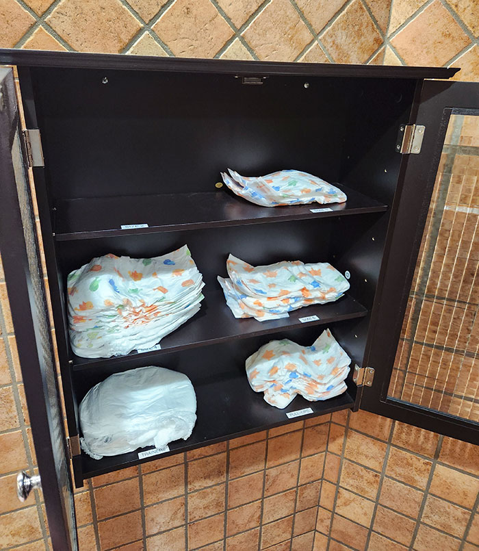 Men's Restroom In A Grocery Store Had A Selection Of Free Diapers