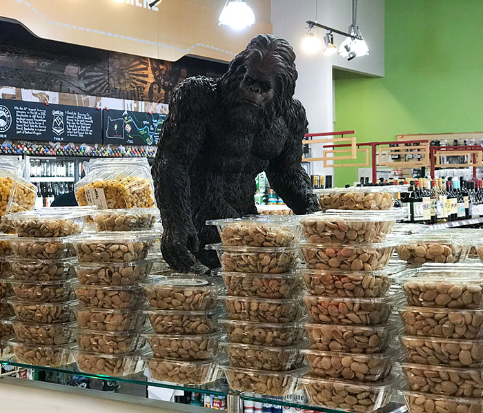 This Grocery Store Has A Bigfoot Statue That They "Hide" Around The Store So Children Can Find It And Report It's Location To An Employee