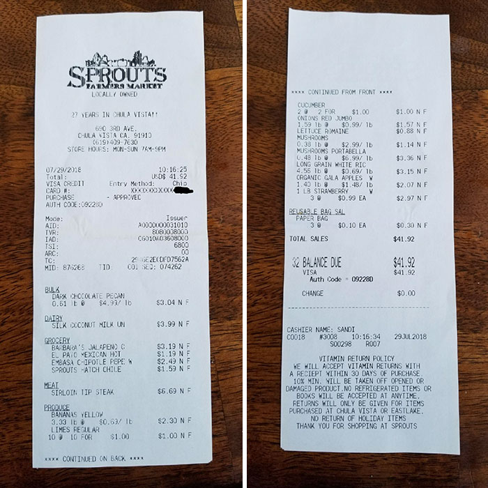 My Local Grocery Store Prints Their Receipt Paper Double-Sided