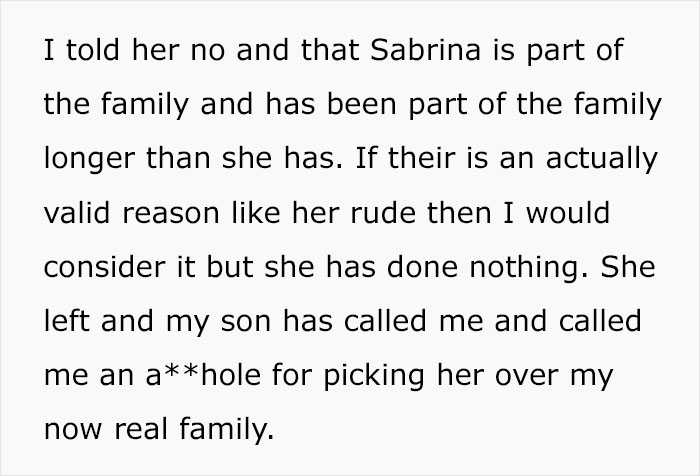 &ldquo;AITA For Telling My Son&rsquo;s Wife That His Ex Is In The Family And Has Been Here Longer Than She Has&rdquo;