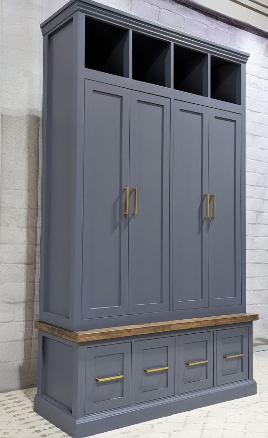 Dark blue hall tree with lockers Dark blue hall tree with lockers