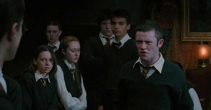 Seamus Finnigan screaming in a group of children