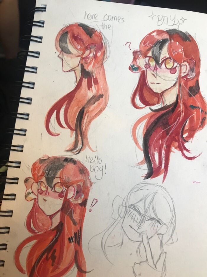 Watercolour Busts Of A Koi Merboy