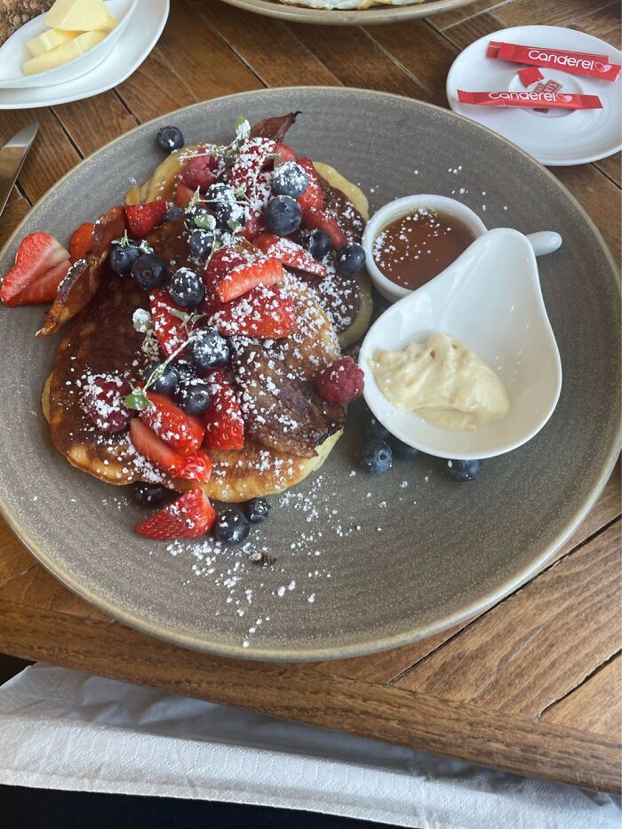 This Was The Best Breakfast I’ve Had In A Long Time In Donegal, Ireland. Pancakes, Bacon,etc