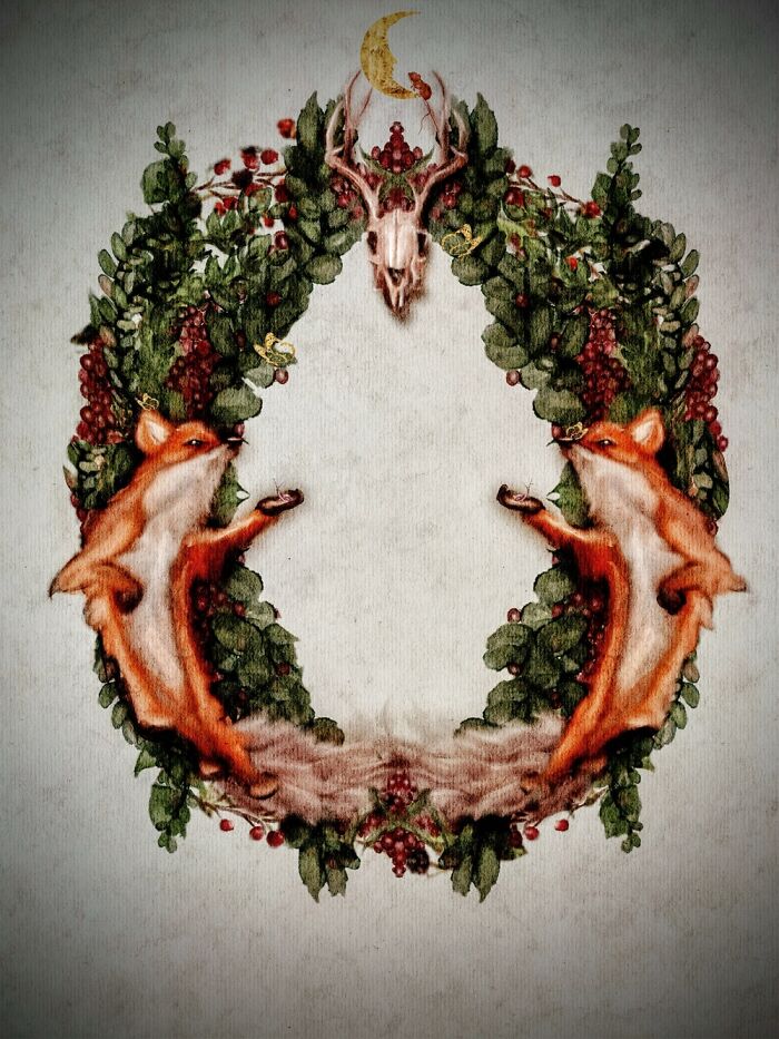 This Feels About Right Dancing Foxes 🦊 Holding Snails With Butterflies And Moons Watercolor