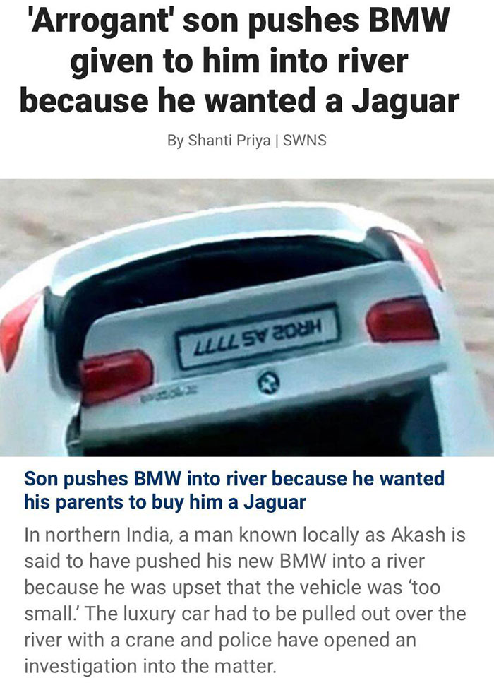 Spoiled Brat Wrecks His Car Because It Wasn't The One He Wanted