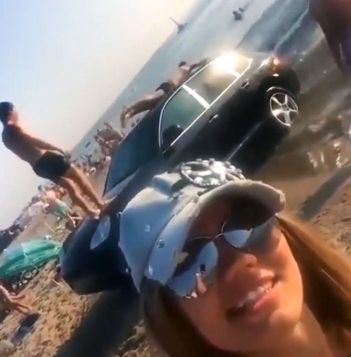 Rich People Using A Car As A Slide