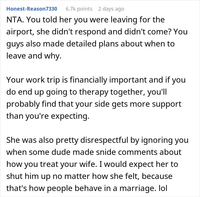 Husband Tells Wife They Need To Leave The Party To Catch A Flight But Gets Ignored, Leaves Alone