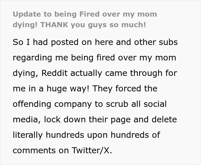 Company Regrets Firing This Guy Over His Mother's Death When The Internet Comes After Them