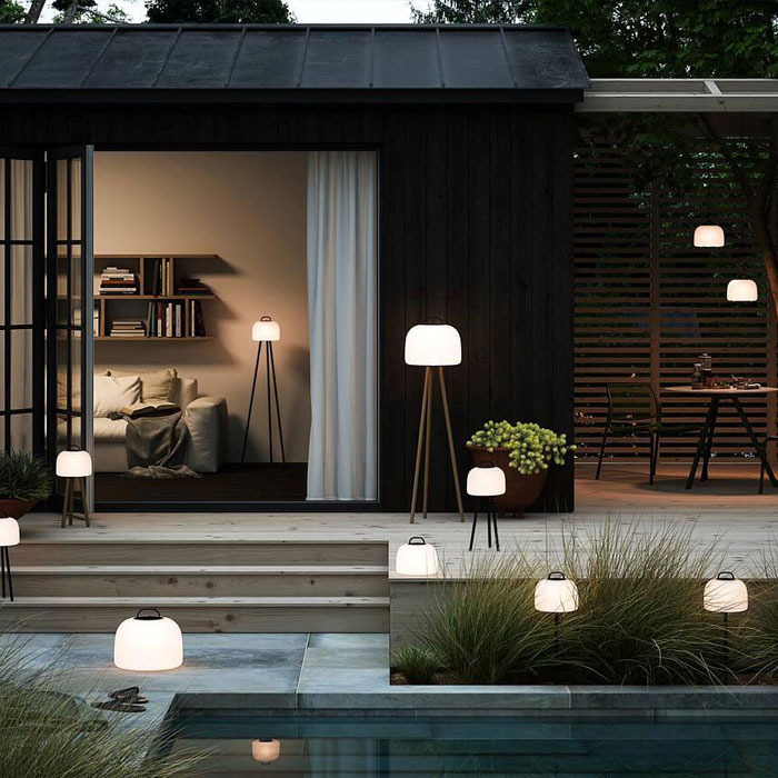 Big white lamps in the backyard Big white lamps in the backyard