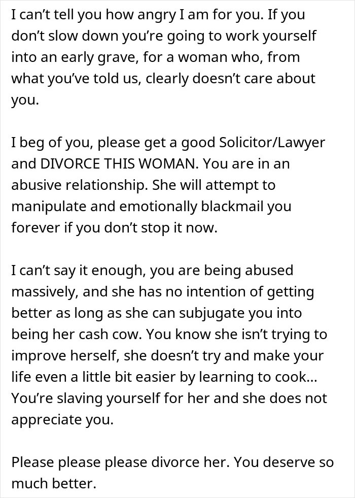 Exhausted Husband Working 84-Hour Weeks Considers Divorce After Wife Won&rsquo;t Go Back To Work