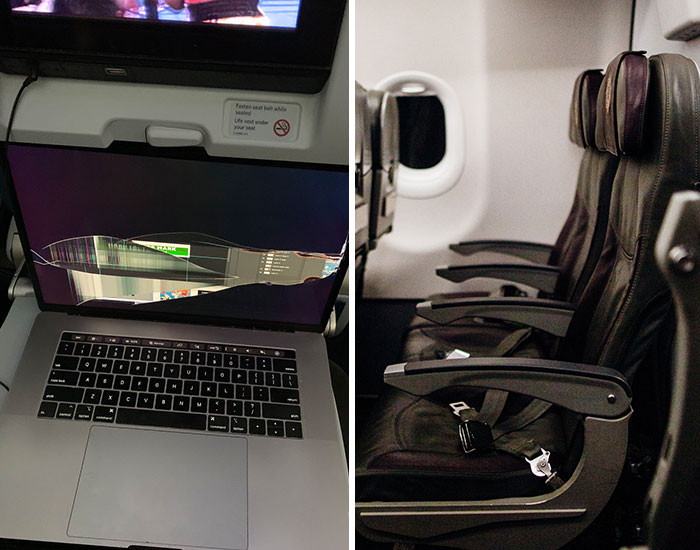 Guy Gets His Laptop Obliterated By A Passenger As He Reclines His Seat, Folks Talk Plane Etiquette