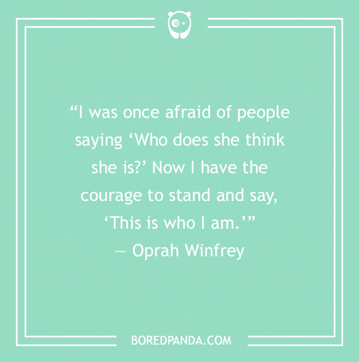 Oprah Winfrey self love quote on a green background about courage and being kind to yourself.