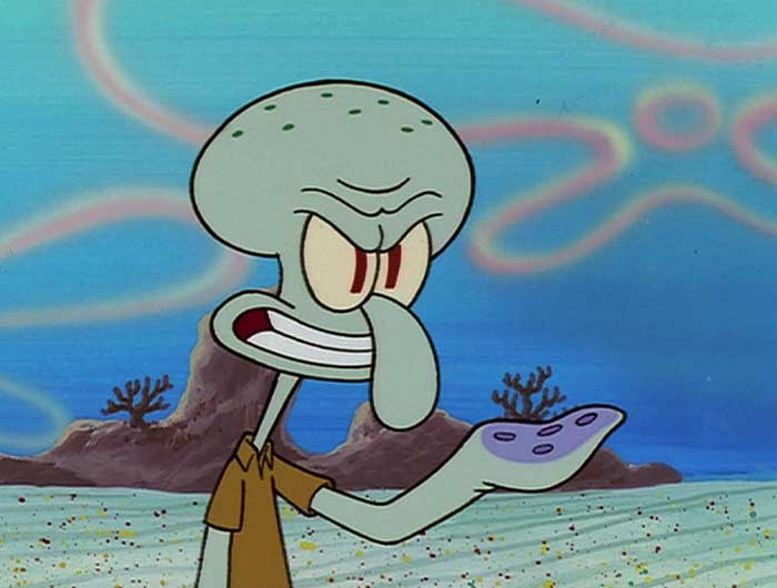 Squidward looking angry underwater, a memorable character moment from iconic SpongeBob quotes fans love.