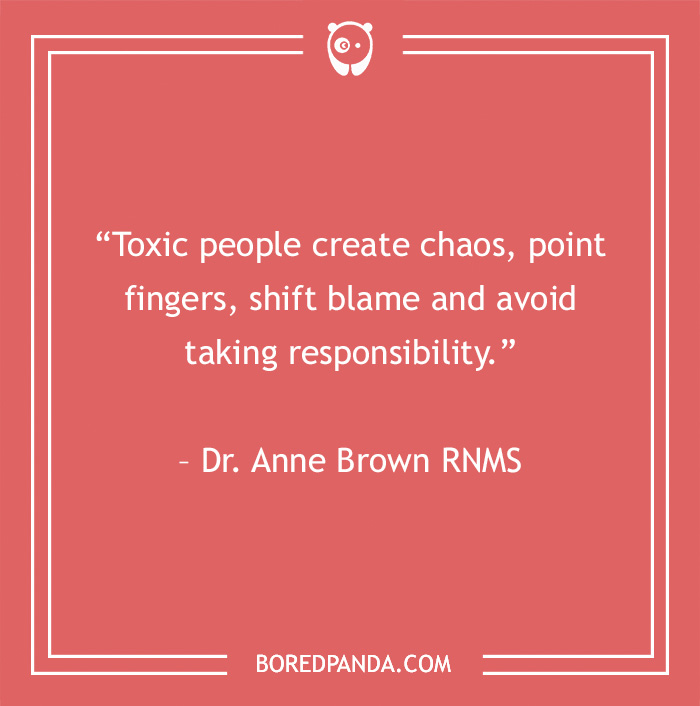 Quote on identifying toxic people by Dr. Anne Brown on a pink background.