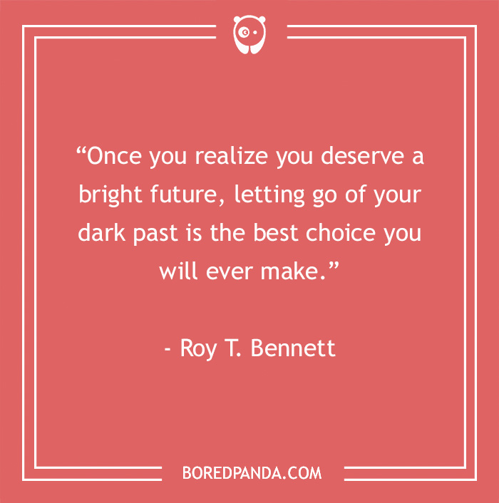 Quote on a red background about letting go of negativity by Roy T. Bennett.