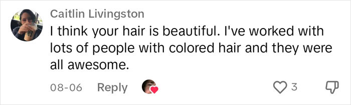 Woman Finds A Hilarious Way To Show Company Their Rule Against Colored Hair Is Ridiculous Woman Finds A Hilarious Way To Show Company Their Rule Against Colored Hair Is Ridiculous