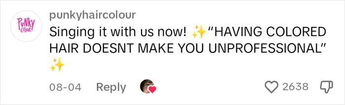 Woman Finds A Hilarious Way To Show Company Their Rule Against Colored Hair Is Ridiculous Woman Finds A Hilarious Way To Show Company Their Rule Against Colored Hair Is Ridiculous