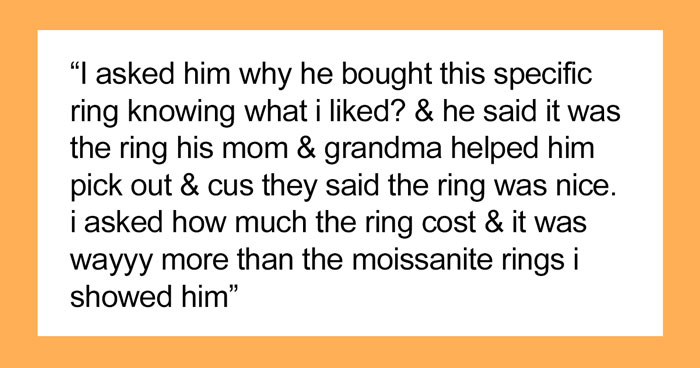 Guy Listens To His Mom’s Advice When Getting Proposal Ring, Instead Of Fiancée’s Detailed Requests