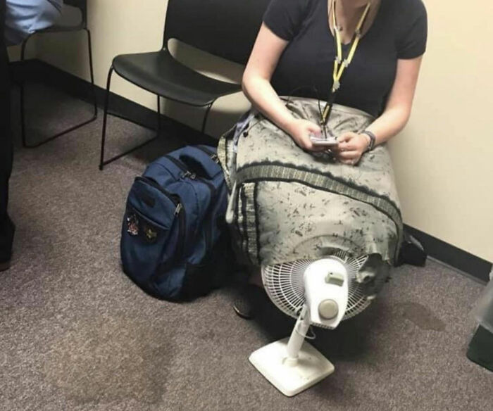 Using The Only Fan In A Crowded, Warm Waiting Room To Cool Off Your Hot Box