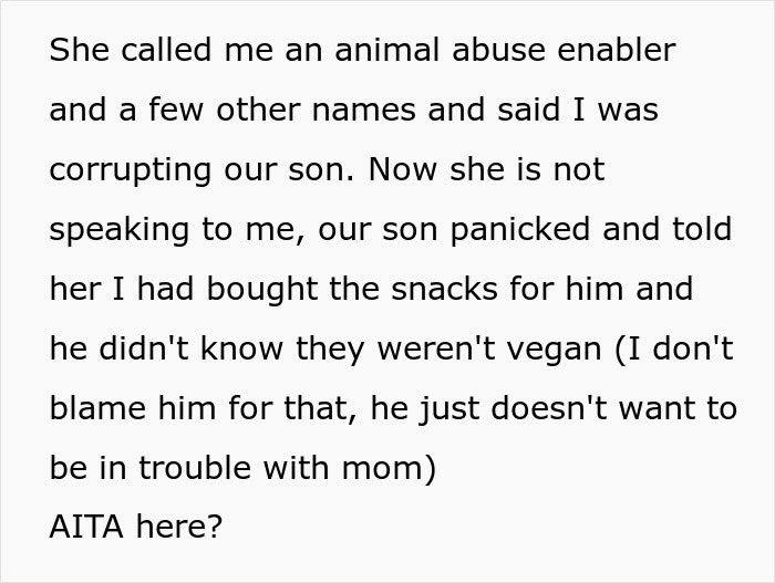 Mom Freaks Out After Finding Out Her Son Has Been Getting Non-Vegan Snacks From Dad