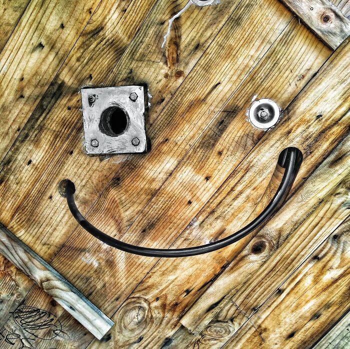 An image of an object that looks like it's smiling