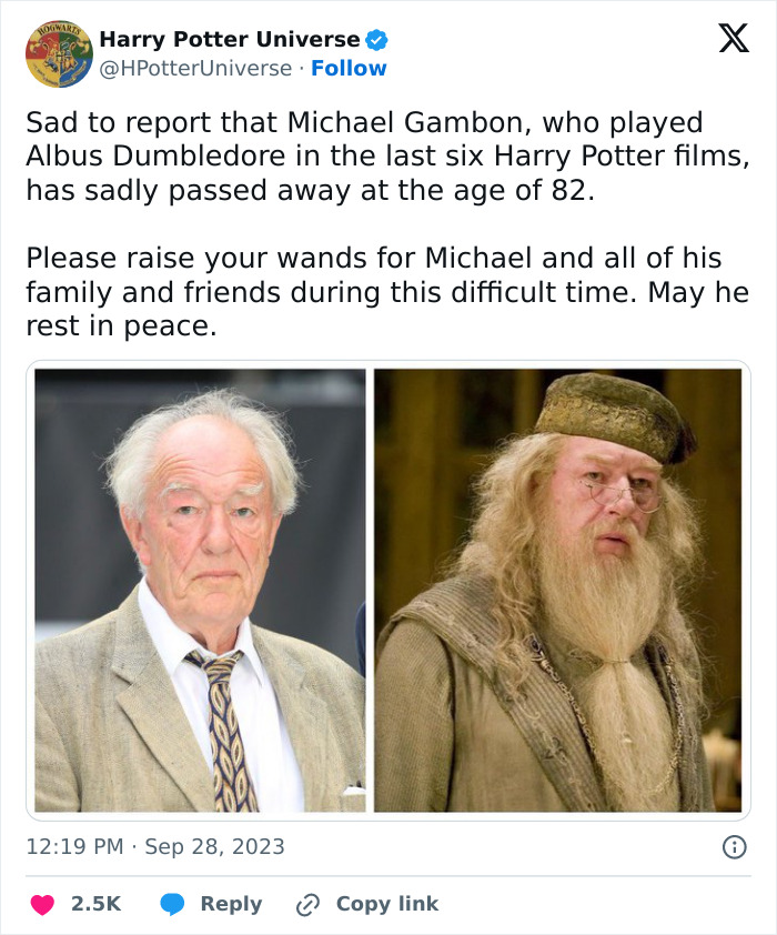 &ldquo;Death Is But The Next Great Adventure&rdquo;: Dumbledore Actor Michael Gambon Dies At 82