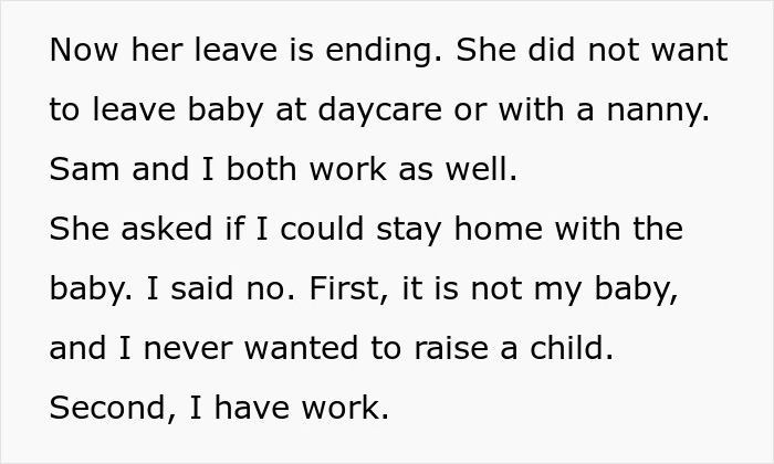 Text excerpt about a woman refusing to sacrifice her life for a baby as her marriage ends over childcare disagreements. Text excerpt about a woman refusing to sacrifice her life for a baby as her marriage ends over childcare disagreements.