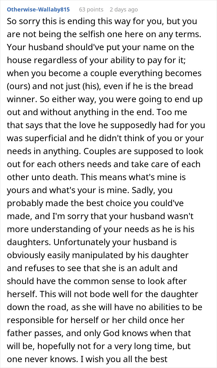Comment discussing a woman’s marriage ending after she refused to sacrifice her life for a baby, emphasizing unfair treatment. Comment discussing a woman’s marriage ending after she refused to sacrifice her life for a baby, emphasizing unfair treatment.