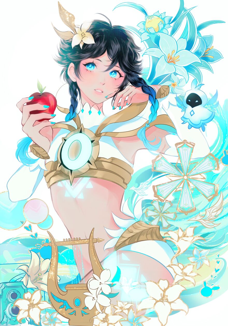 A Collection Of Honkai Starrail And Genshin Impact Inspired Jewelry, Nails, And Fanart Made By Geek Artists.