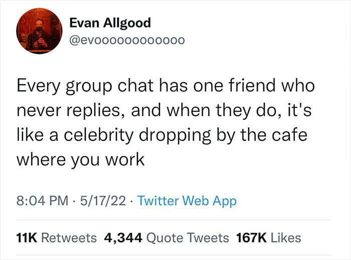 My Mom’s Friend Has My Phone Number And Every Few Weeks Will Send A Massive Group Text. Not In Messenger, A Text. It Will Usually Be A Picture Of A Flower In Her Garden Or Something She Cooked, And For The Next Several Hours My Phone Will Be Blowing Up With Reply Texts From Boomer Strangers Saying Anything From “Lovely Flower, Here’s A Picture Of A Flower In My Garden” (Which Will Set Off Another String Of Texts Replying To That Flower) To “Please Stop Including Me In These Group Texts”. It’s A True Nightmare And Brought Me To The Point Where I Changed My Message Settings To Just Not Allow Group Texts From Anyone. I Do Not Want This