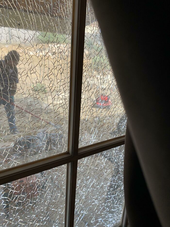 About To List My House For Sale And Have Staging Photos Taken, Yard Cleanup Guys Just Weed-Wacked A Rock Into The Window Of My Back Door