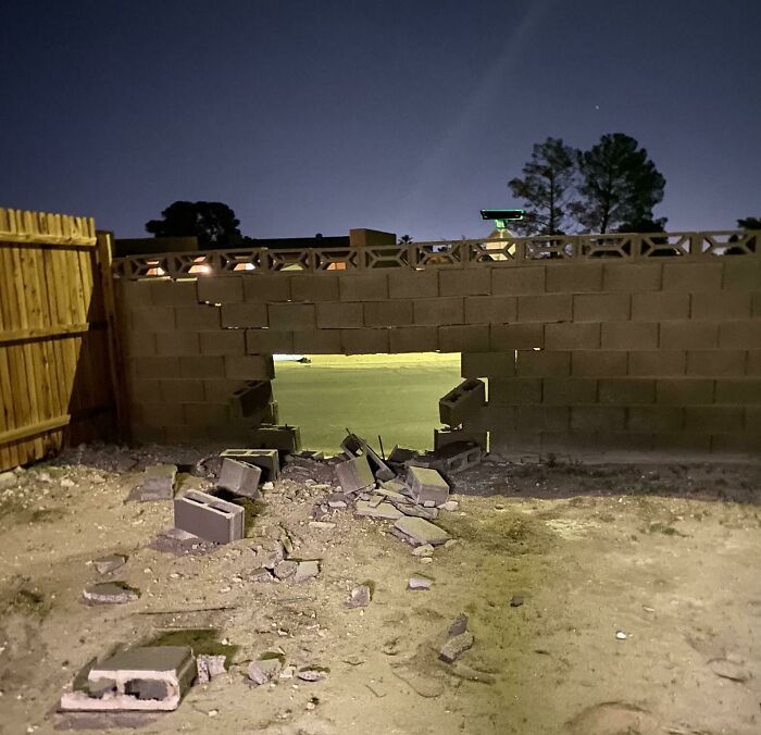 Someone Crashed Into Our Wall And Drove Off Last Night