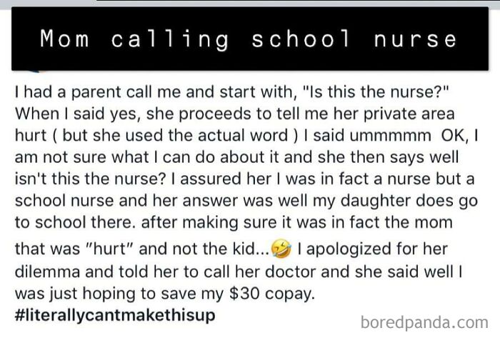 Mom Calling Her Kid’s School And Tries To Have The School Nurse Diagnose And Treat Her Lady Parts Over The Phone
