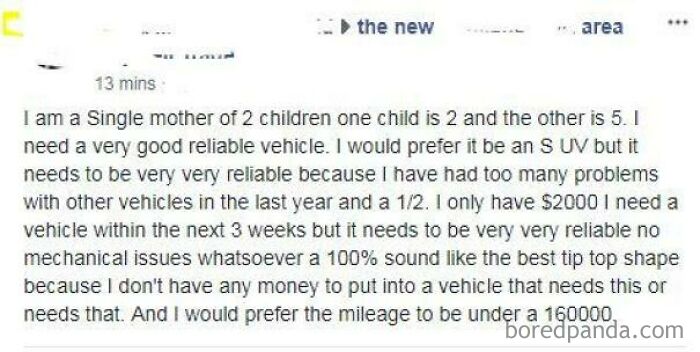 Mom Wants An Absolutely Perfect Suv... For $2k