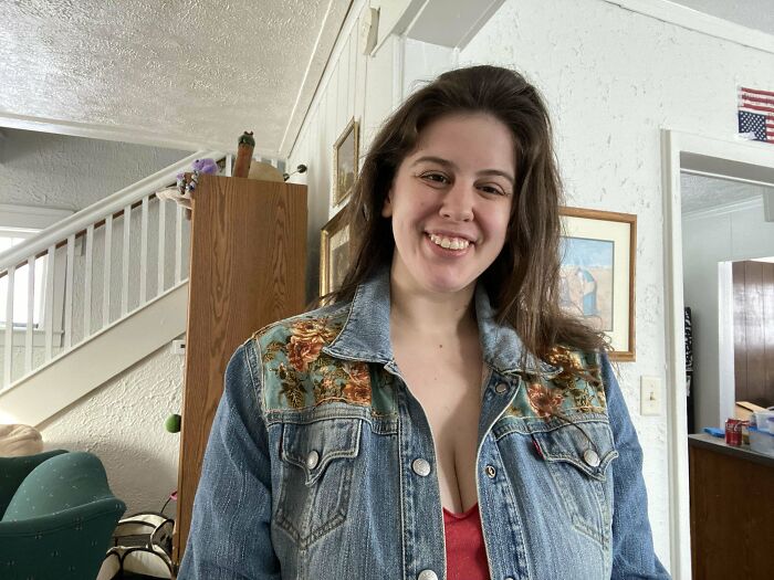 Used Scrap Fabric To Cover A Stain And Am Feeling Very Fashionable!