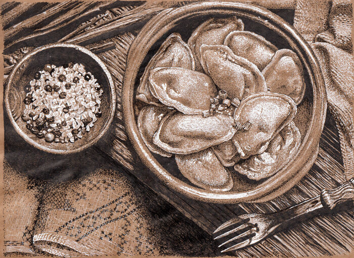 Dot Drawing Of A Cossack Dish