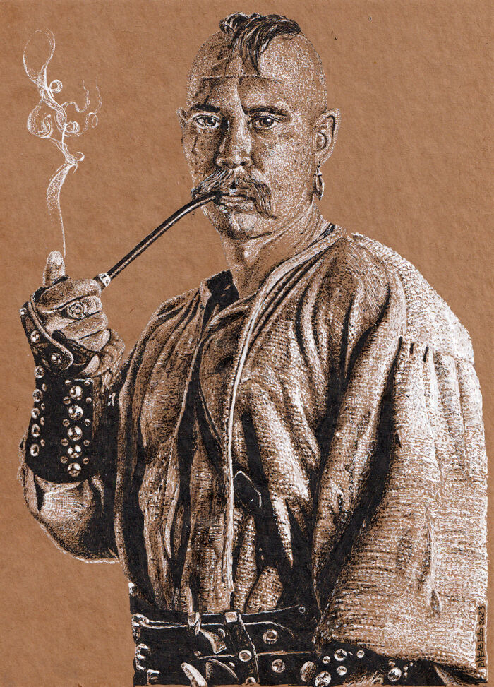 Dot Drawing Of A Cossack Man