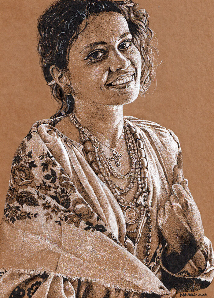 Dot Drawing Of A Cossack Woman