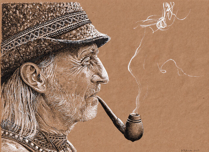 Dot Drawing Of A Cossack Man