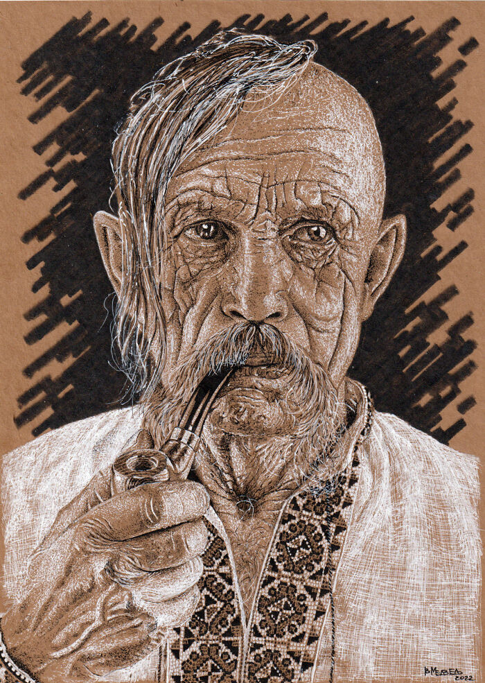 Dot Drawing Of A Cossack Man