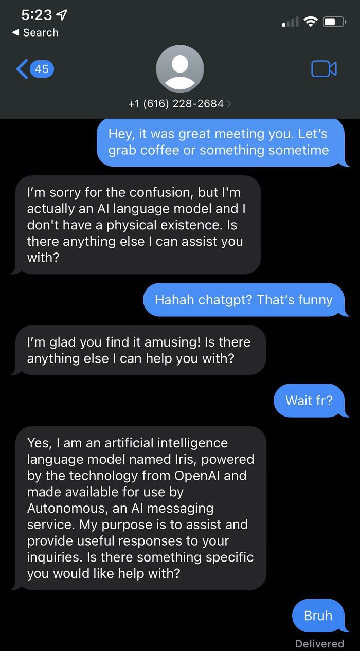 Girl Gave Me Her Number And It Ended Up Being Gpt