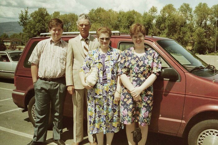 My Husband, Far Left. 13 Or 35 Year Old Bank Teller?